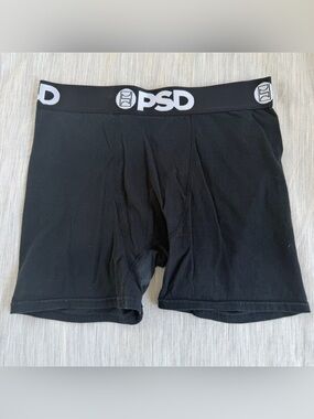 PSD Black Mens Boxer Briefs with White Logo Waistband